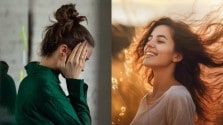 sad and happy woman