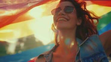 Woman with pride flag